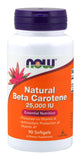 Now Supplements Beta Carotene Natural 7500 Mcg, 90 Softgels