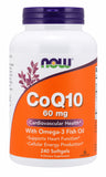 Now Supplements CoQ10, 60 Mg With Omega 3 Fish Oil, 240 Softgels
