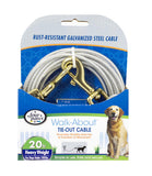 Four Paws Pet Select Walk-About Tie-Out Cable Heavy Weight for Dogs up to 100 lbs - 20' long