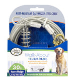 Four Paws Pet Select Walk-About Tie-Out Cable Heavy Weight for Dogs up to 100 lbs - 20' long