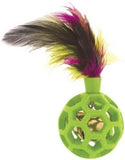 JW Pet Cataction Feather Ball Toy With Bell Interactive Cat Toy