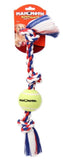 Mammoth Flossy Chews Color 3 Knot Tug with Tennis Ball 20" Medium