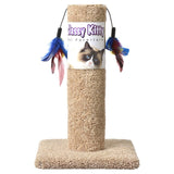 North American Classy Kitty Cat Scratching Post with Feathers - 17" tall