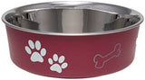 Loving Pets Merlot Stainless Steel Dish With Rubber Base - Small