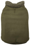 Fashion Pet Sweater Trim Puffy Dog Coat Olive - Small