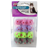 Spot Colored Plush Mice Cat Toy with Rattle and Catnip - 12 count
