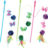 Spot Butterfly and Mylar Teaser Wand Cat Toy Assorted Colors