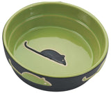 Spot Ceramic Black and Green Fresco Mouse Print 5" Cat Dish