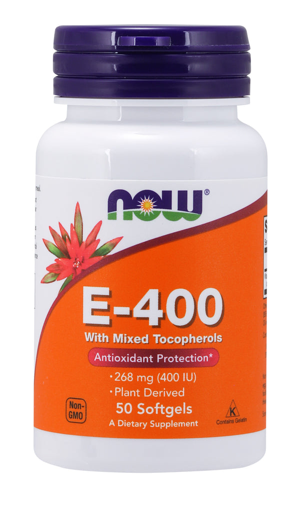 Now Supplements Vitamin E-400 With Mixed Tocopherols, 50 Softgels
